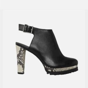 AllSaints Black Leather Snakeskin Heel Slingback Sarris Heels EU 39 EUC